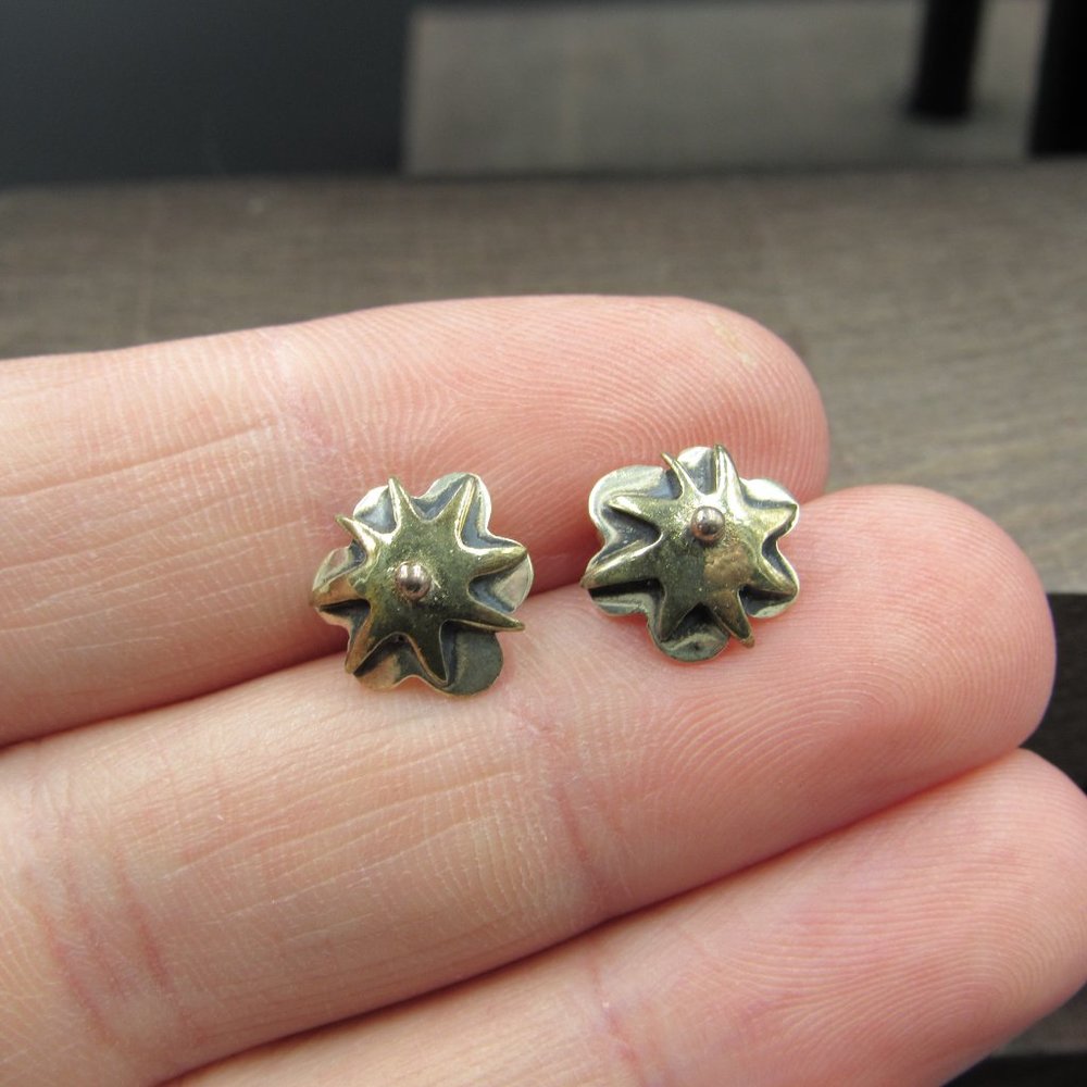 Sterling Silver Small Odd Design Stud Earrings - image 2